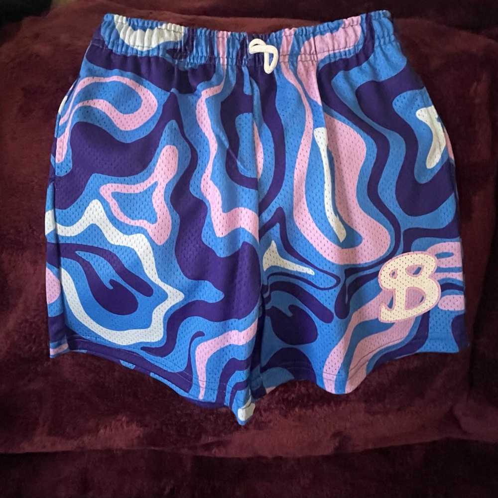 Kids' Blue & Pink Patterned Athletic Shorts